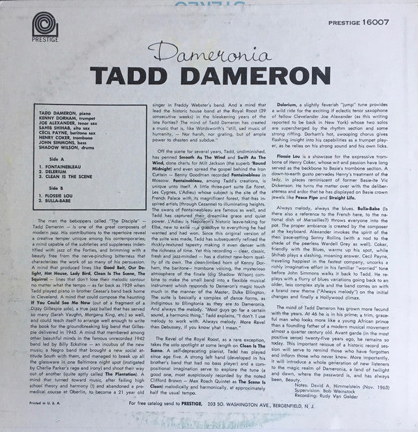 Tadd Dameron ~ Dameronia (Vinyl) - Djungel & Jazz