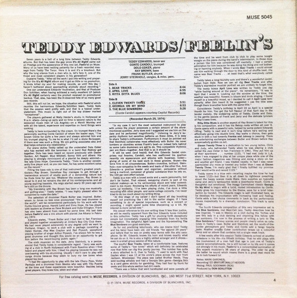Teddy Edwards : Feelin's (LP, Album)