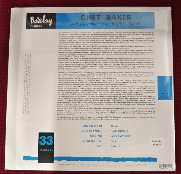 Chet Baker And His Quintet With Bobby Jaspar ~ Chet Baker And His Quintet With Bobby Jaspar (Vinyl) - Djungel & Jazz