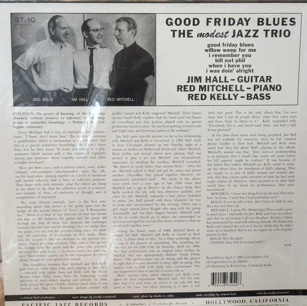 Jim Hall / Red Mitchell / Red Kelly ~ Good Friday Blues: The Modest Jazz Trio (Vinyl) - Djungel & Jazz