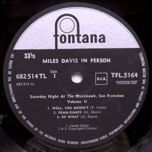 Miles Davis ~ In Person, Saturday Night At The Blackhawk, San Francisco, Volume II (Vinyl) - Djungel & Jazz