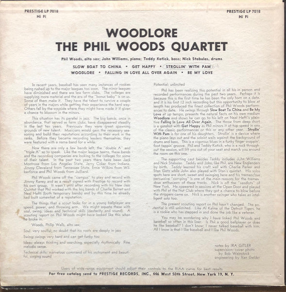 The Phil Woods Quartet : Woodlore (LP, Album)