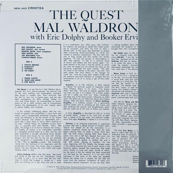 Mal Waldron With Eric Dolphy And Booker Ervin ~ The Quest (Vinyl) - Djungel & Jazz