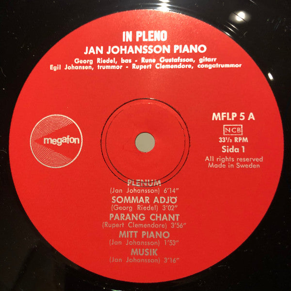 Jan Johansson ~ In Pleno (Vinyl) - Djungel & Jazz