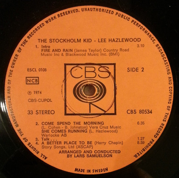 Lee Hazlewood ~ The Stockholm Kid (Vinyl) - Djungel & Jazz