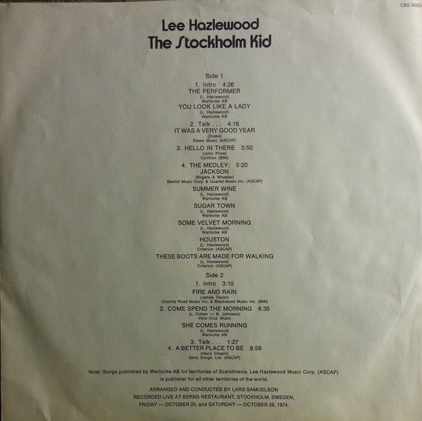 Lee Hazlewood ~ The Stockholm Kid (Vinyl) - Djungel & Jazz