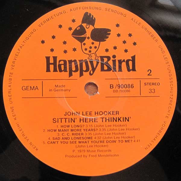 John Lee Hooker : Sittin' Here Thinking' (LP, Album, RE)