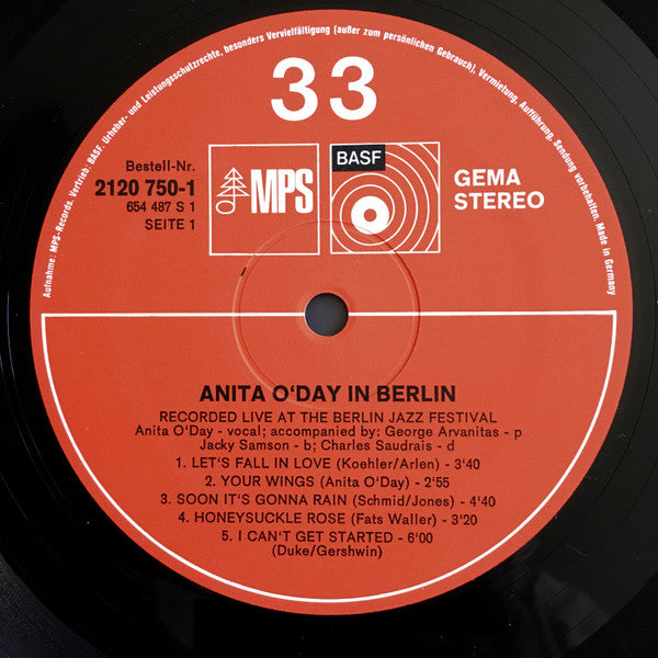 Anita O'Day ~ Anita O'Day In Berlin, Recorded Live At The Berlin Jazz Festival (Vinyl) - Djungel & Jazz