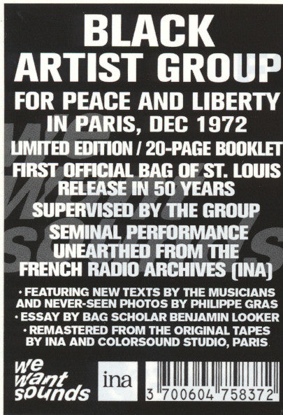 Black Artist Group ~ For Peace And Liberty (In Paris, Dec 1972) (Vinyl) - Djungel & Jazz