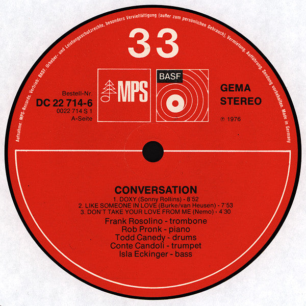 Frank Rosolino, Conte Candoli ~ Conversation (Vinyl) - Djungel & Jazz