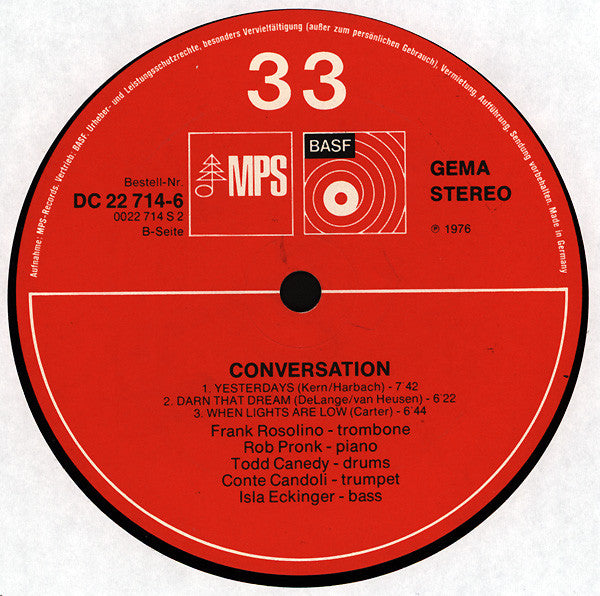 Frank Rosolino, Conte Candoli ~ Conversation (Vinyl) - Djungel & Jazz