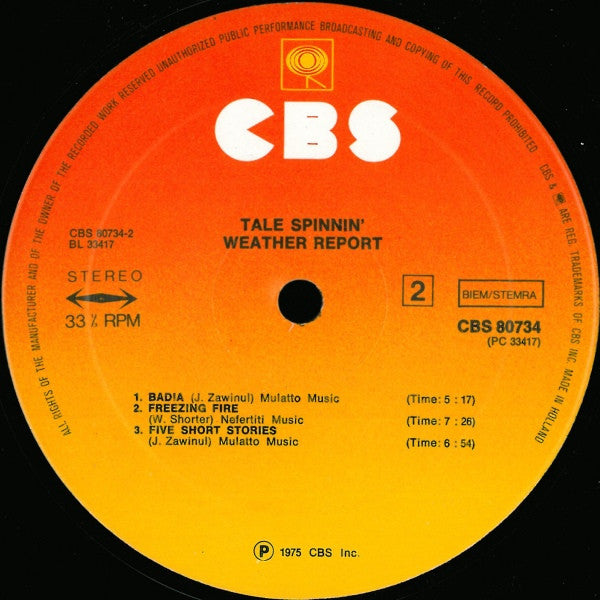 Weather Report ~ Tale Spinnin' (Vinyl) - Djungel & Jazz