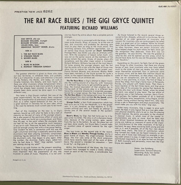 Gigi Gryce Featuring Richard Williams ~ The Rat Race Blues (Vinyl) - Djungel & Jazz