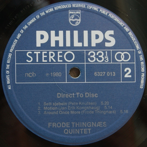 Frode Thingnæs Quintet : Direct To Disc (LP, Album)