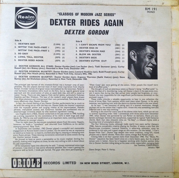 Dexter Gordon ~ Dexter Rides Again (Vinyl) - Djungel & Jazz
