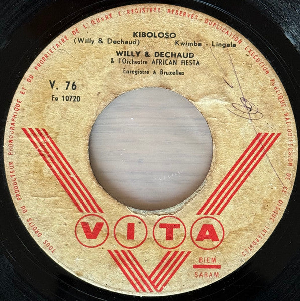 Willy Kuntima, Dechaud, Pablito , Orchestre African Fiesta ~ Kiboloso / Camalie (Vinyl) - Djungel & Jazz