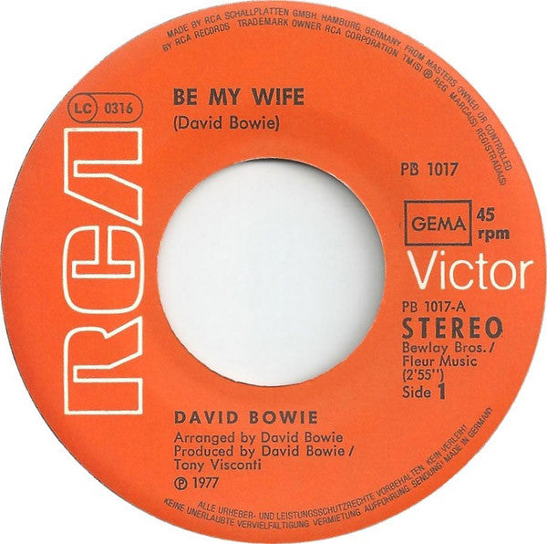 David Bowie : Be My Wife (7", Single)