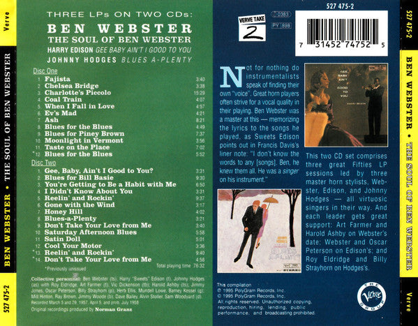 Ben Webster ~ The Soul Of Ben Webster (Vinyl) - Djungel & Jazz