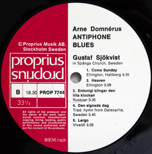 Arne Domnérus With Gustaf Sjökvist : Antiphone Blues (LP, Album)