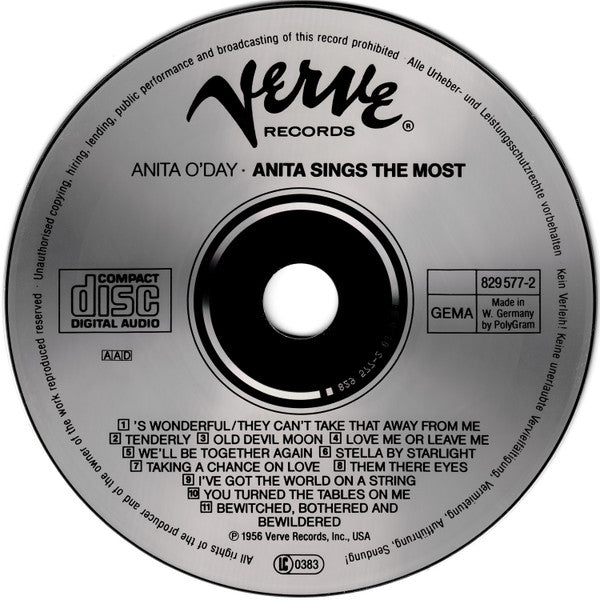 Anita O'Day With The Oscar Peterson Quartet ~ Anita Sings The Most (Vinyl) - Djungel & Jazz