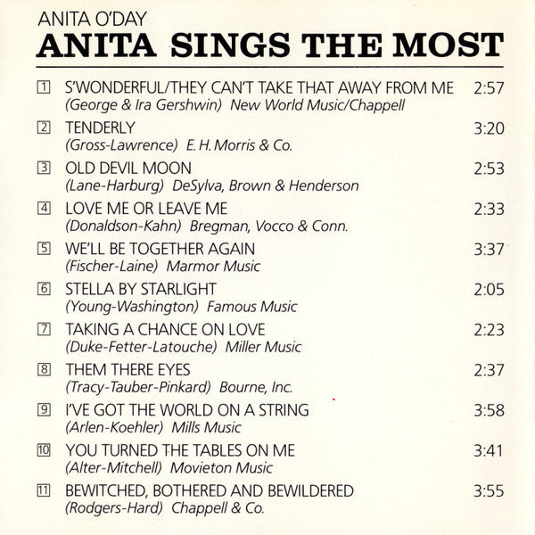 Anita O'Day With The Oscar Peterson Quartet ~ Anita Sings The Most (Vinyl) - Djungel & Jazz