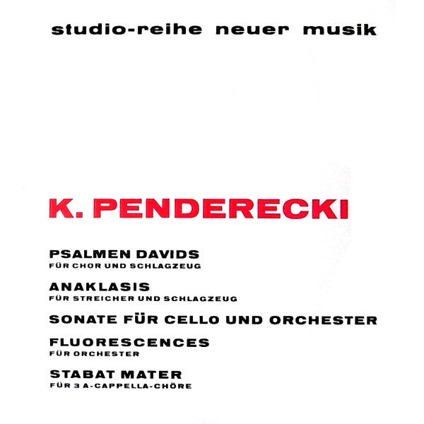 Krzysztof Penderecki ~ Psalmen Davids ‧ Anaklasis ‧ Sonate Für Cello Und Orchester ‧ Fluorescences ‧ Stabat Mater (Vinyl) - Djungel & Jazz