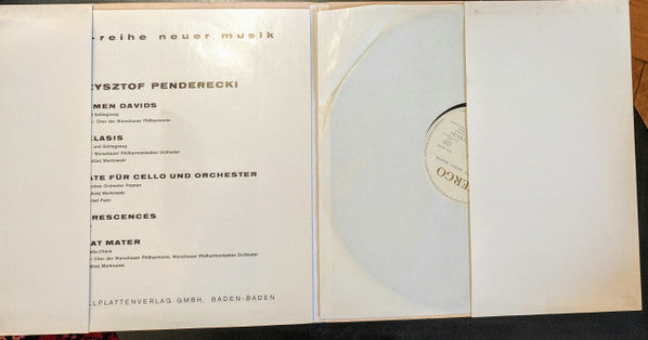 Krzysztof Penderecki ~ Psalmen Davids ‧ Anaklasis ‧ Sonate Für Cello Und Orchester ‧ Fluorescences ‧ Stabat Mater (Vinyl) - Djungel & Jazz