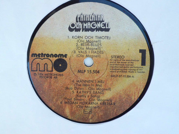 Ola Magnell ~ Påtalåtar (Vinyl) - Djungel & Jazz