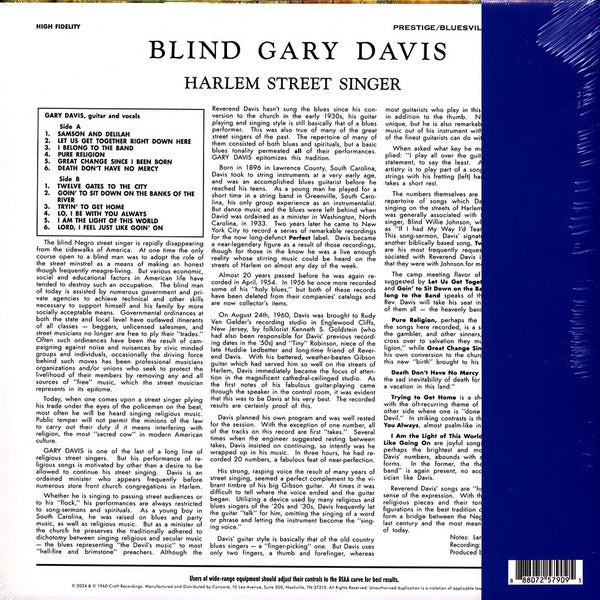 Blind Gary Davis ~ Harlem Street Singer (Vinyl) - Djungel & Jazz