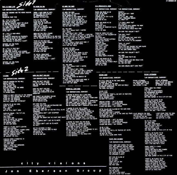 Jon Eberson Group ~ City Visions (Vinyl) - Djungel & Jazz