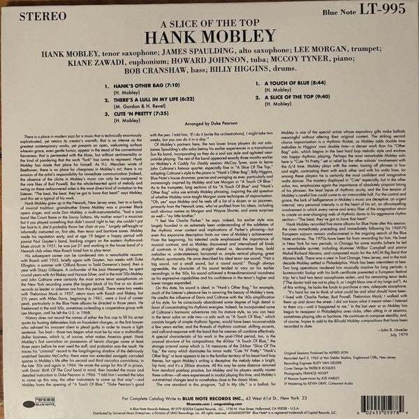 Hank Mobley ~ A Slice Of The Top (Vinyl) - Djungel & Jazz