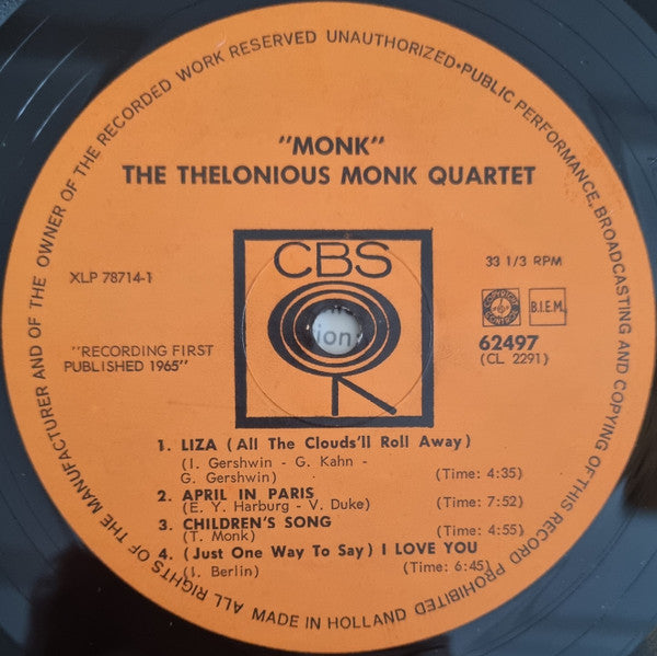 Thelonious Monk ~ Monk. (Vinyl) - Djungel & Jazz