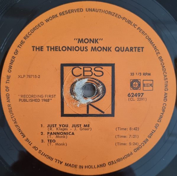 Thelonious Monk ~ Monk. (Vinyl) - Djungel & Jazz