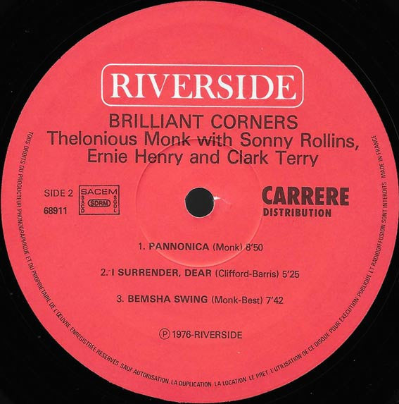 Thelonious Monk : Brilliant Corners (LP, Album, RE)