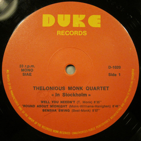 Thelonious Monk ~ In Stockholm (Vinyl) - Djungel & Jazz