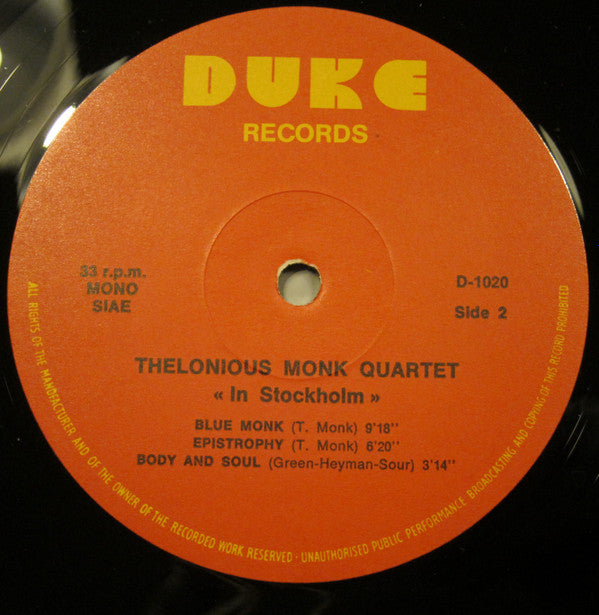 Thelonious Monk ~ In Stockholm (Vinyl) - Djungel & Jazz