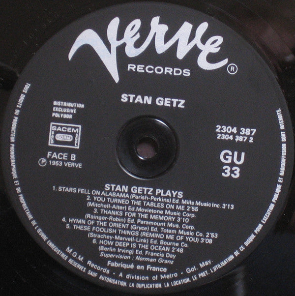 Stan Getz ~ Stan Getz Plays (Vinyl) - Djungel & Jazz