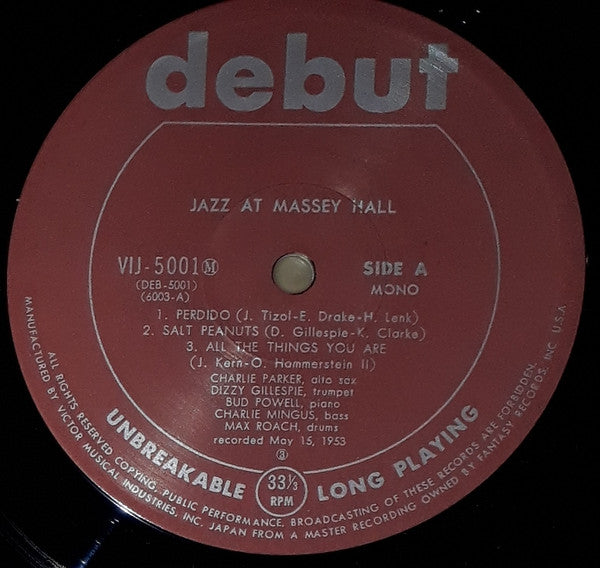 The Quintet ~ Jazz At Massey Hall (Vinyl) - Djungel & Jazz
