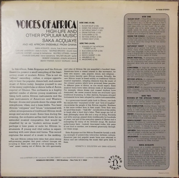 Saka Acquaye And His African Ensemble ~ Voices Of Africa (High-Life And Other Popular Music) (Vinyl) - Djungel & Jazz