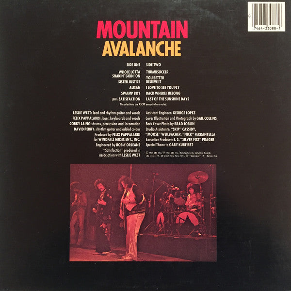 Mountain : Avalanche (LP, Album, RP)