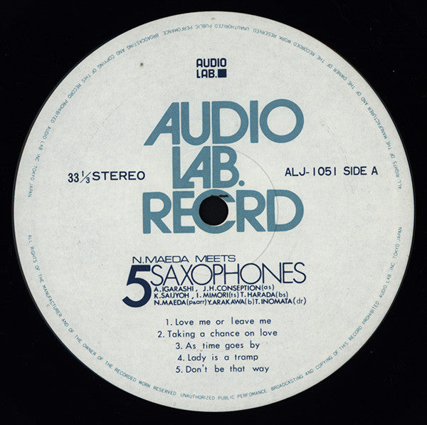 Norio Maeda : N.Maeda Meets 5 Saxophones (LP, Album, Aud)