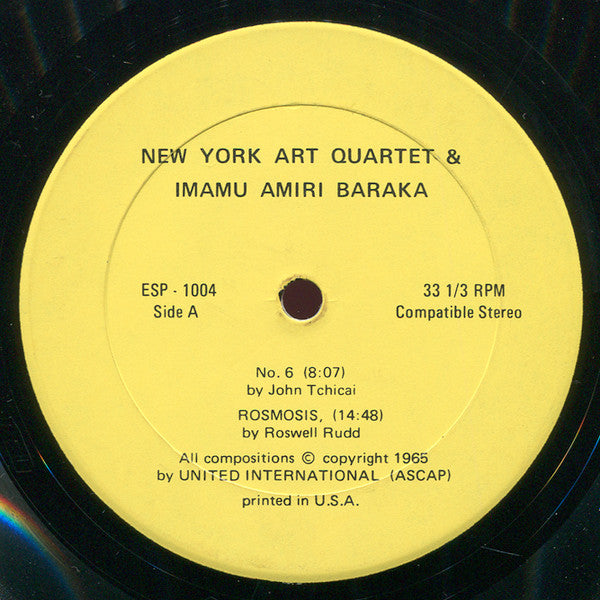 New York Art Quartet & Imamu Amiri Baraka ~ New York Art Quartet & Imamu Amiri Baraka (Vinyl) - Djungel & Jazz