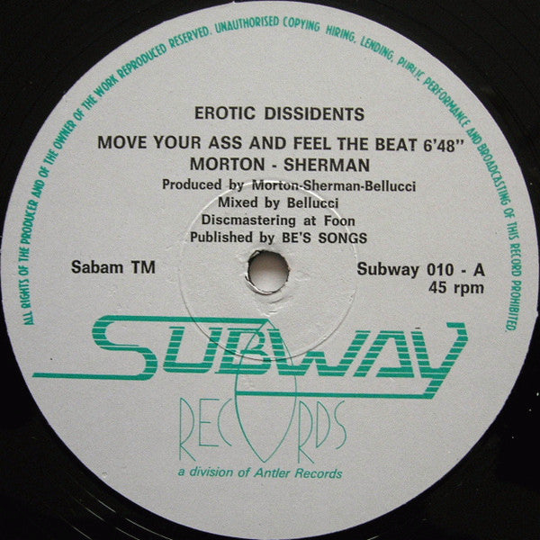 Erotic Dissidents : Move Your Ass And Feel The Beat (12")