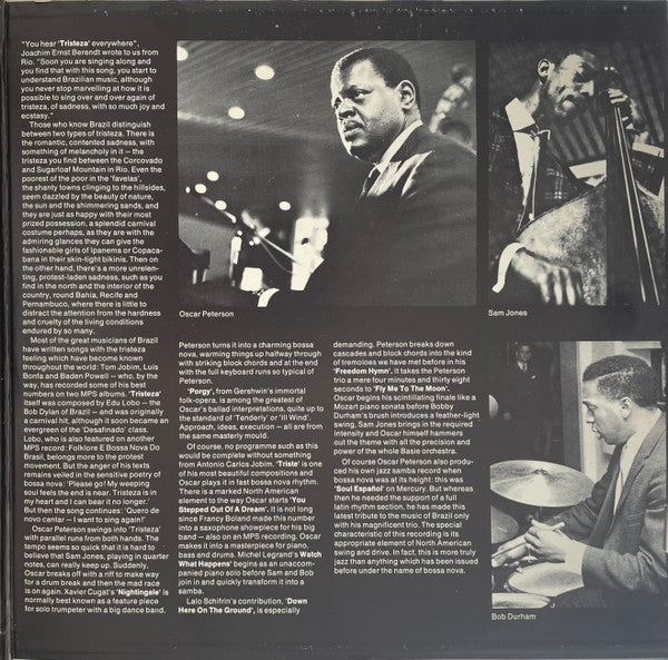 The Oscar Peterson Trio : Tristeza On Piano (LP, Album, Gat)