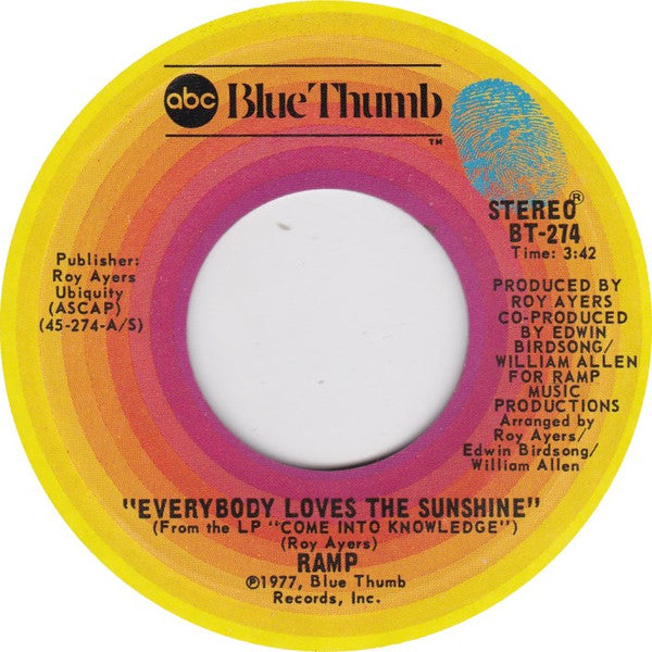 Ramp (3) : Everybody Loves The Sunshine (7", Styrene, San)