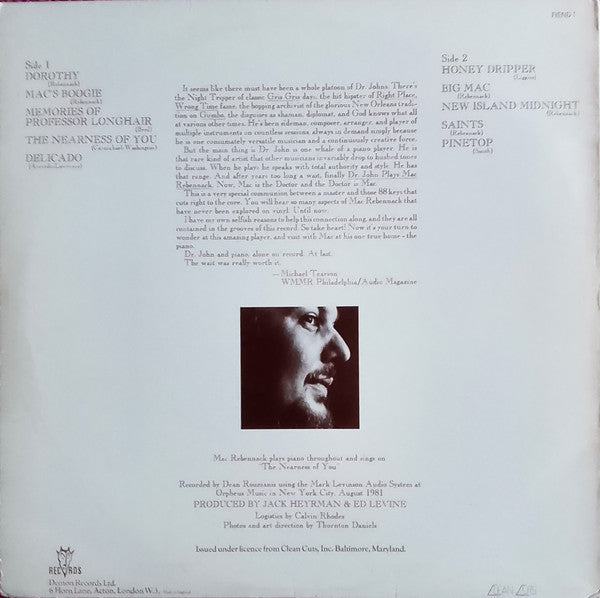 Dr. John ~ Dr. John Plays Mac Rebennack (Vinyl) - Djungel & Jazz