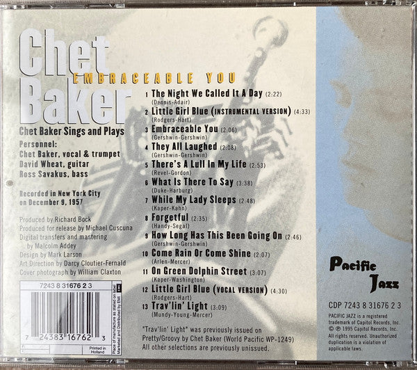 Chet Baker : Embraceable You (CD, Album)