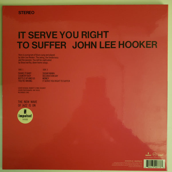 John Lee Hooker : It Serve You Right To Suffer (LP, Album, RE, RM, 180)