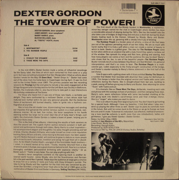 Dexter Gordon ~ The Tower Of Power! (Vinyl) - Djungel & Jazz