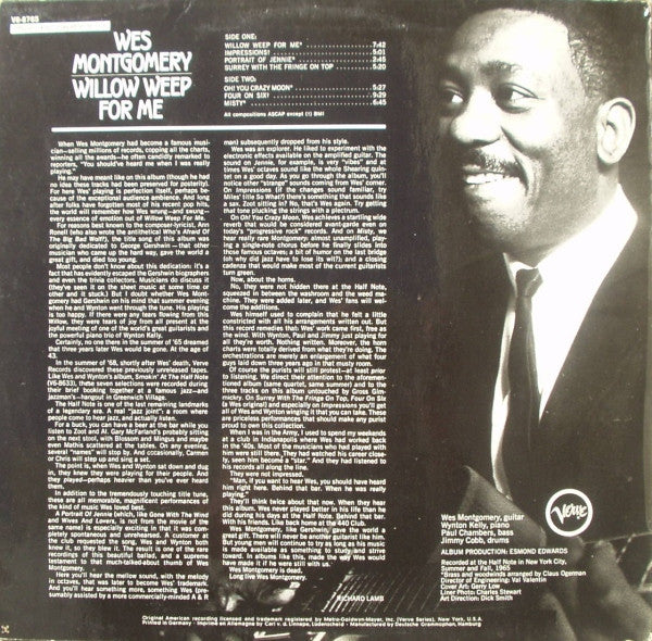 Wes Montgomery ~ Willow Weep For Me (Vinyl) - Djungel & Jazz